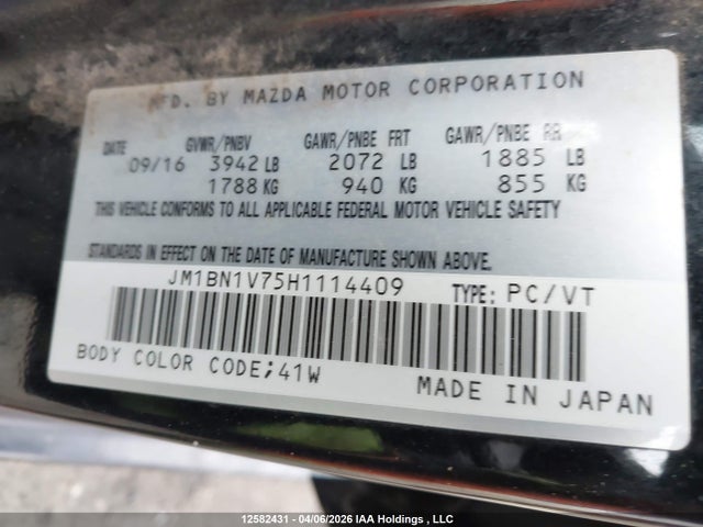 JM1BN1V75H1114409 Mazda Mazda3 Gs