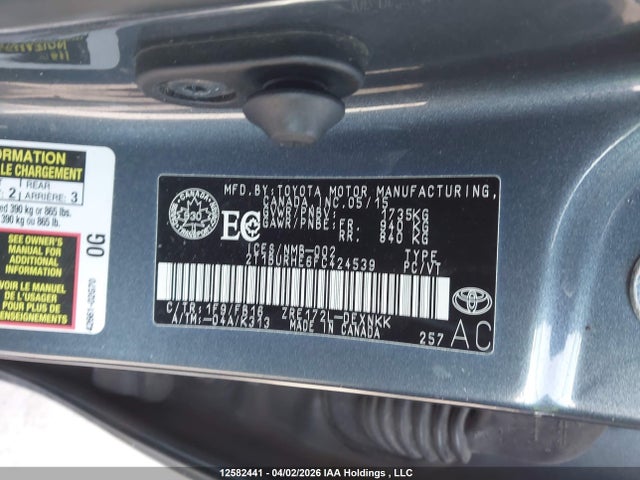 12582441 :رقم المزاد ، 2T1BURHE6FC424539 vin ، 2015 Toyota Corolla Le مزاد بيع