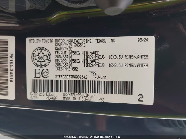 Aukcja sprzedaży 2024 Toyota Tundra Crewmax Limited/crewmax Trd Pro, vin: 5TFPC5DB3RX082342, numer aukcji: 12582442