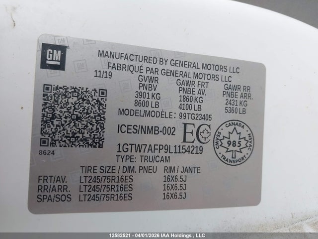 1GTW7AFP9L1154219 GMC Savana G2500