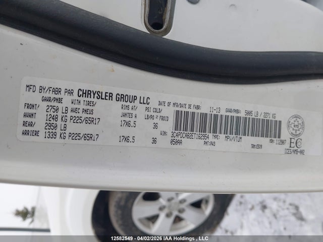Aukcja sprzedaży 2014 Dodge Journey Cvp/se Plus, vin: 3C4PDCAB2ET162954, numer aukcji: 12582549