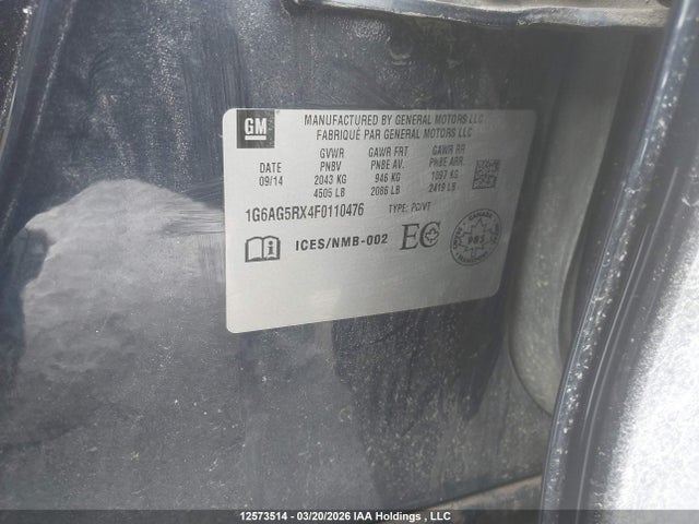 Aukcja sprzedaży 2015 Cadillac Ats Turbo, vin: 1G6AG5RX4F0110476, numer aukcji: 12573514