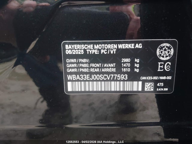 2025 Bmw 760i Xdrive მანქანა იყიდება აუქციონზე, vin: WBA33EJ00SCV77593, აუქციონის ნომერი: 12582553