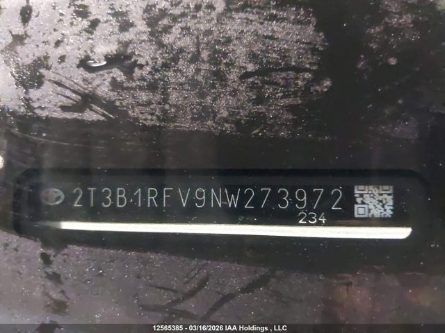 Aukcja sprzedaży 2022 Toyota Rav4 Le, vin: 2T3B1RFV9NW273972, numer aukcji: 12565385