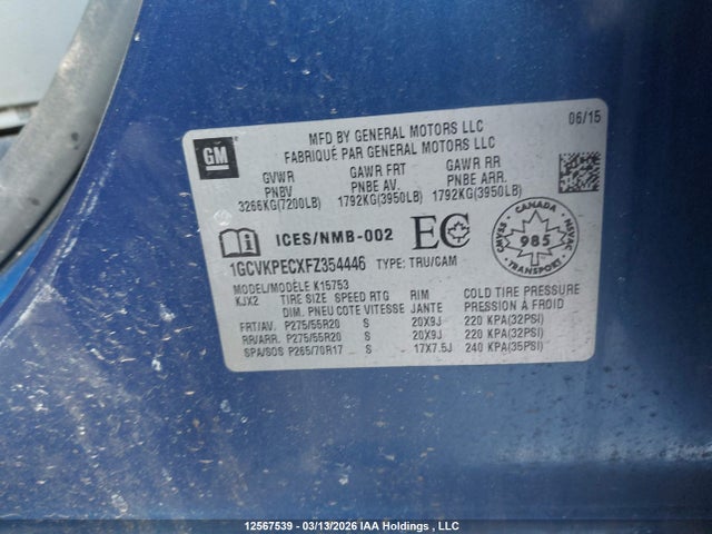 1GCVKPECXFZ354446 Chevrolet Silverado 1500 Ls/wt