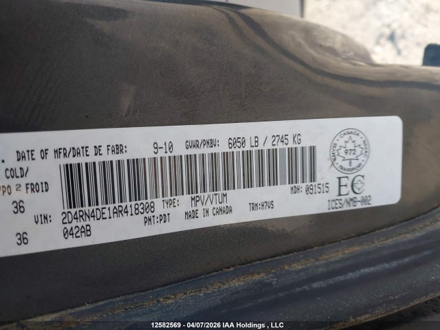 Aukcja sprzedaży 2010 Dodge Grand Caravan Se, vin: 2D4RN4DE1AR418308, numer aukcji: 12582569