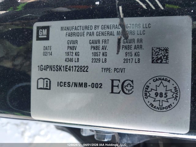 1G4PN5SK1E4172822 Buick Verano