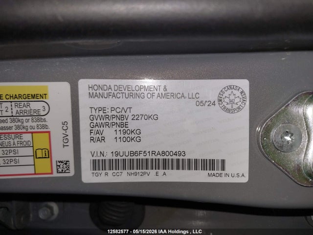 19UUB6F51RA800493 Acura Tlx A-spec
