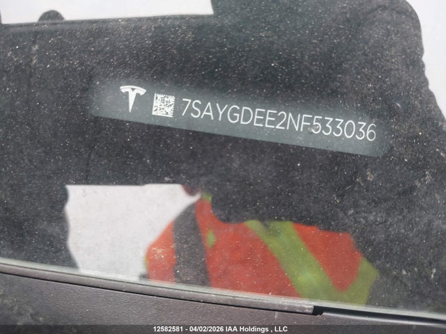 Продаж на аукціоні авто 2022 Tesla Model Y Long Range, vin: 7SAYGDEE2NF533036, номер лоту: 12582581
