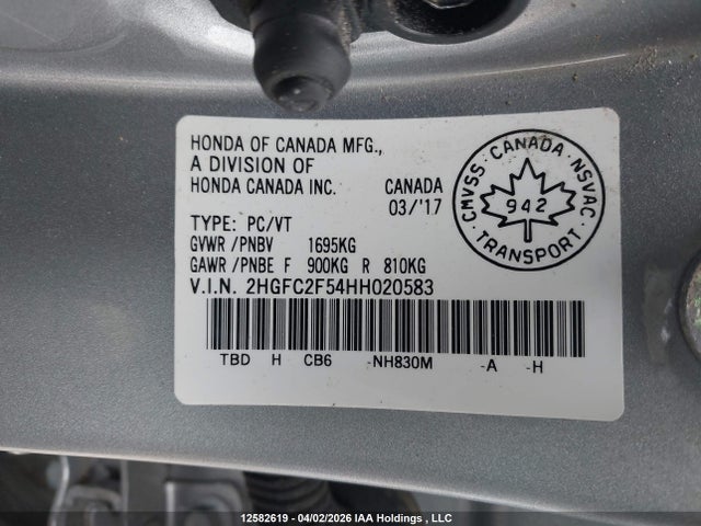 Aukcja sprzedaży 2017 Honda Civic Lx, vin: 2HGFC2F54HH020583, numer aukcji: 12582619