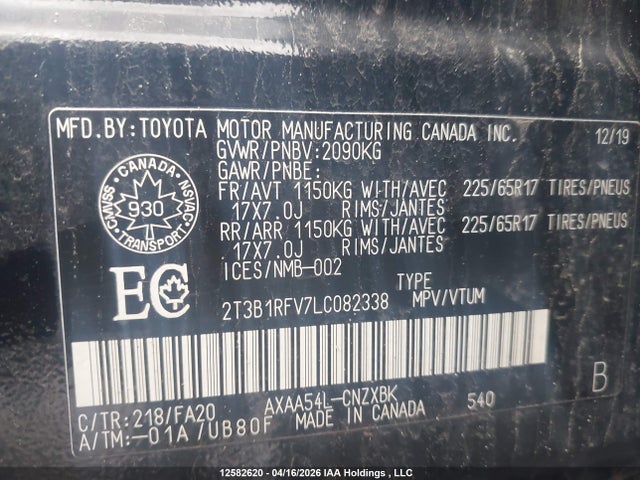 2T3B1RFV7LC082338 Toyota RAV4 LE