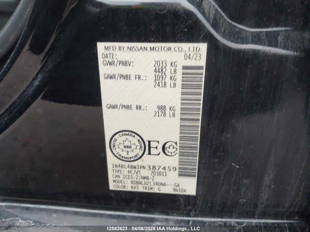 1N4BL4BW3PN387459 Nissan ALTIMA S