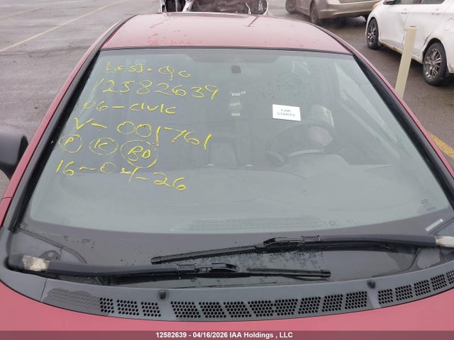 2006 Honda Civic Dx Vp მანქანა იყიდება აუქციონზე, vin: 2HGFA16316H001761, აუქციონის ნომერი: 12582639