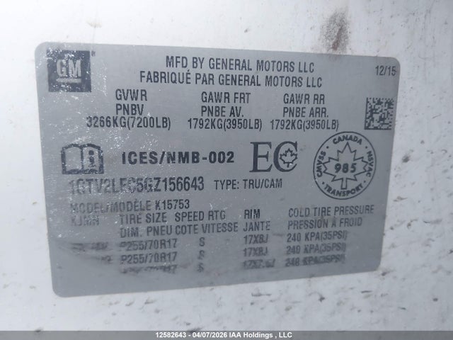 1GTV2LEC5GZ156643 GMC SIERRA 1500