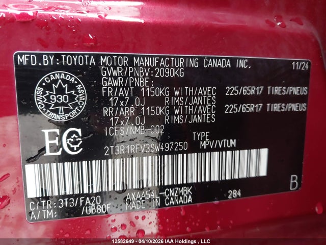2T3R1RFV3SW497250 Toyota Rav4 Xle