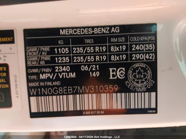 W1N0G8EB7MV310359 Mercedes-Benz Glc 300 4matic