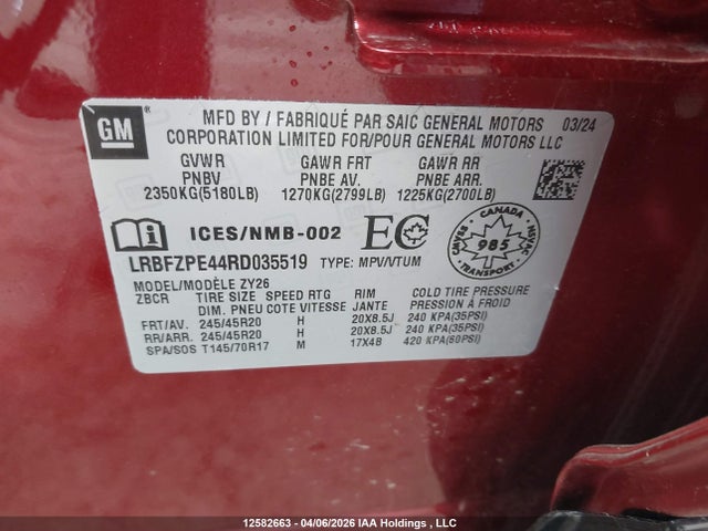 Aukcja sprzedaży 2024 Buick Envision Sport Touring Awd, vin: LRBFZPE44RD035519, numer aukcji: 12582663