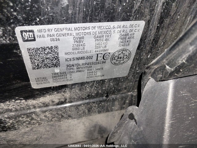 Продаж на аукціоні авто 2025 Chevrolet Equinox Lt, vin: 3GN7DLRP4SS116194, номер лоту: 12582693