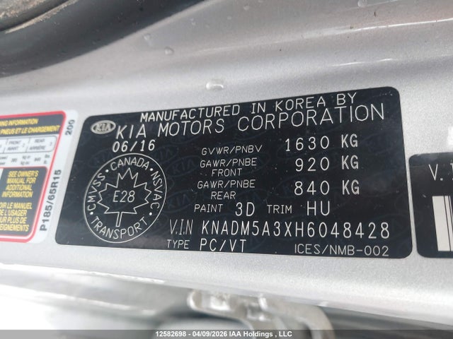 KNADM5A3XH6048428 KIA Rio