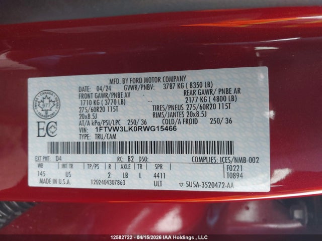 Ford F-150 Lightning Xlt 2024 1FTVW3LK0RWG15466 Image 9