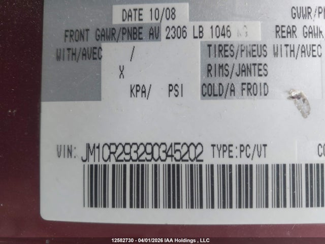Aukcja sprzedaży 2009 Mazda 5, vin: JM1CR293290345202, numer aukcji: 12582730