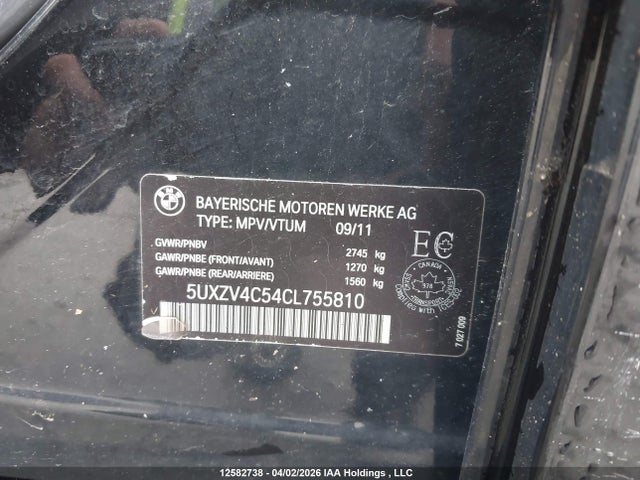 Aukcja sprzedaży 2012 Bmw X5 Xdrive35i, vin: 5UXZV4C54CL755810, numer aukcji: 12582738