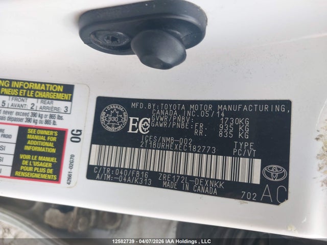 Toyota Corolla 2014 2T1BURHEXEC182773 Image 9