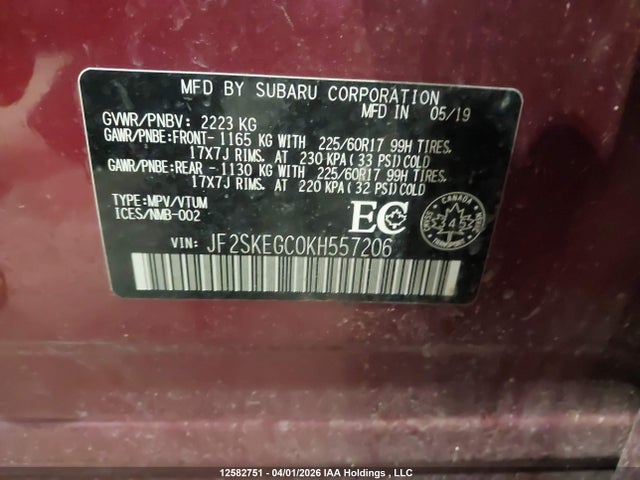JF2SKEGC0KH557206 Subaru Forester Premium