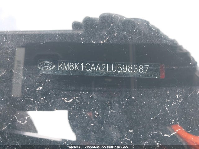 12582757 :رقم المزاد ، KM8K1CAA2LU598387 vin ، 2020 Hyundai Kona مزاد بيع