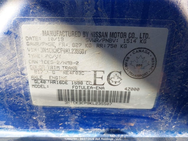 3N1CK3CP9KL235507 Nissan Micra