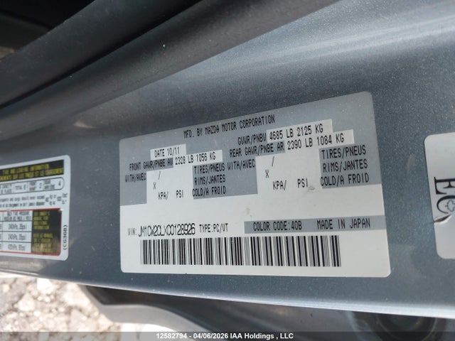 Aukcja sprzedaży 2012 Mazda Mazda5, vin: JM1CW2CLXC0128926, numer aukcji: 12582794
