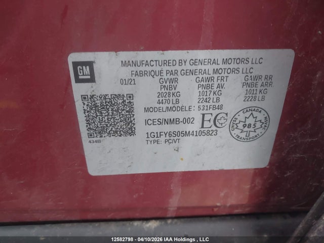 Chevrolet BOLT EV 2021 1G1FY6S05M4105823 Image 9