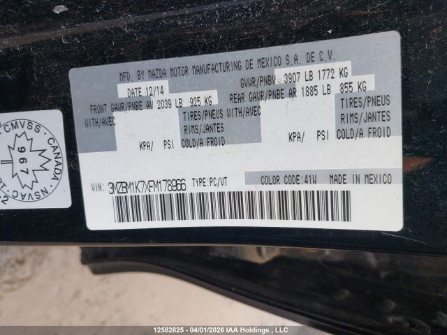 3MZBM1K7XFM178966 Mazda Mazda3 Gx