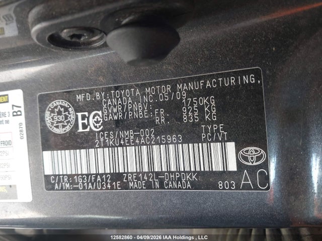 2010 Toyota Matrix მანქანა იყიდება აუქციონზე, vin: 2T1KU4EE4AC215963, აუქციონის ნომერი: 12582860