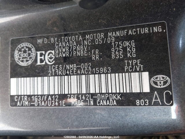 2010 Toyota Matrix მანქანა იყიდება აუქციონზე, vin: 2T1KU4EE4AC215963, აუქციონის ნომერი: 12582860