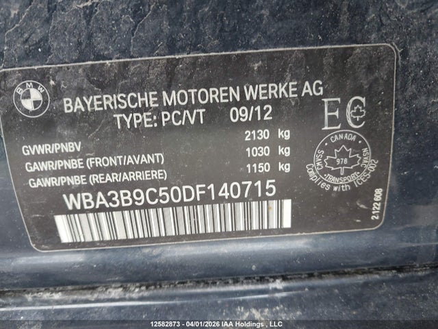 2013 Bmw 335i Xdrive მანქანა იყიდება აუქციონზე, vin: WBA3B9C50DF140715, აუქციონის ნომერი: 12582873