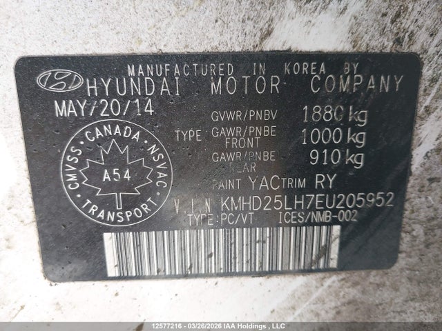 KMHD25LH7EU205952 Hyundai Elantra Gt Gl