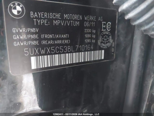 Aukcja sprzedaży 2011 Bmw X3 Xdrive28i, vin: 5UXWX5C53BL710164, numer aukcji: 12562411