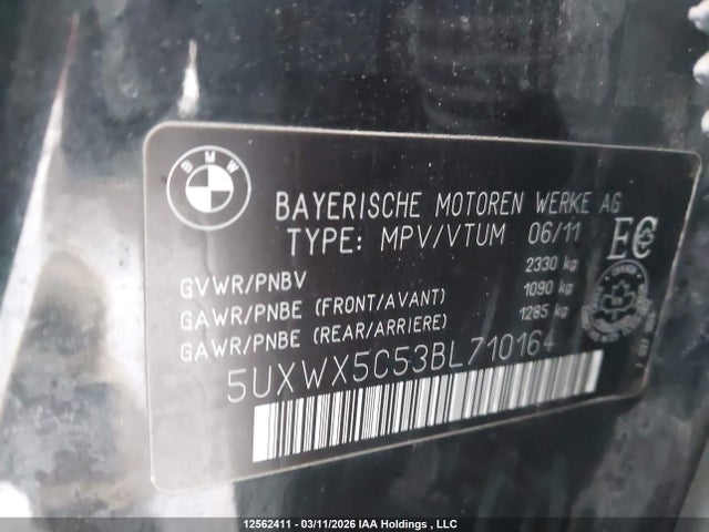Aukcja sprzedaży 2011 Bmw X3 Xdrive28i, vin: 5UXWX5C53BL710164, numer aukcji: 12562411