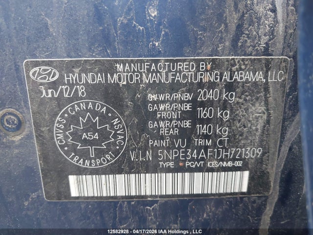 5NPE34AF1JH721309 Hyundai Sonata Sport/limited/sel