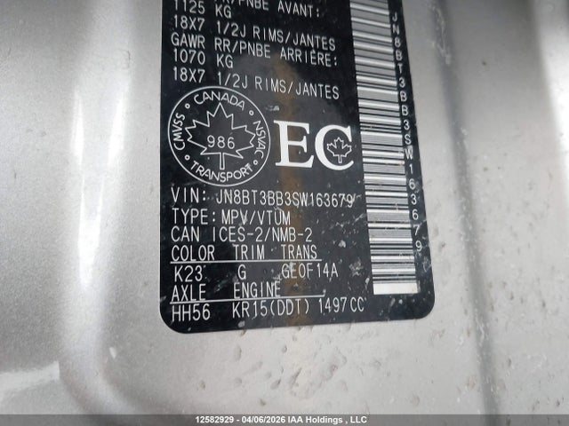12582929 :رقم المزاد ، JN8BT3BB3SW163679 vin ، 2025 Nissan Rogue Sv/rock Creek مزاد بيع