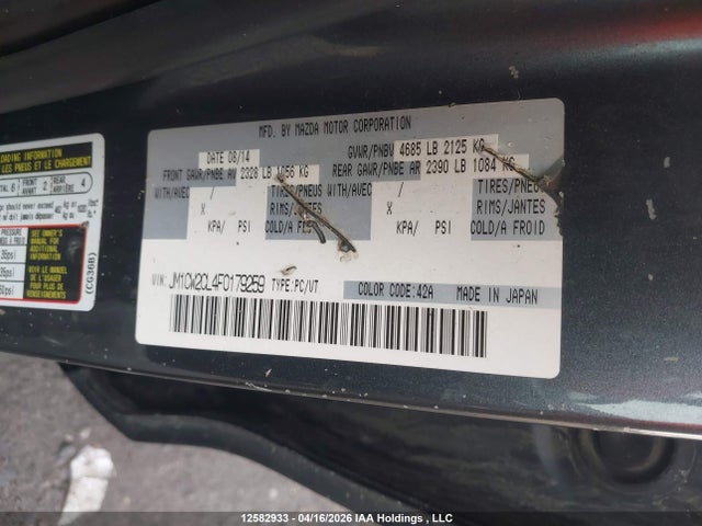 Продажа на аукционе авто 2015 Mazda Mazda5, vin: JM1CW2CL4F0179259, номер лота: 12582933