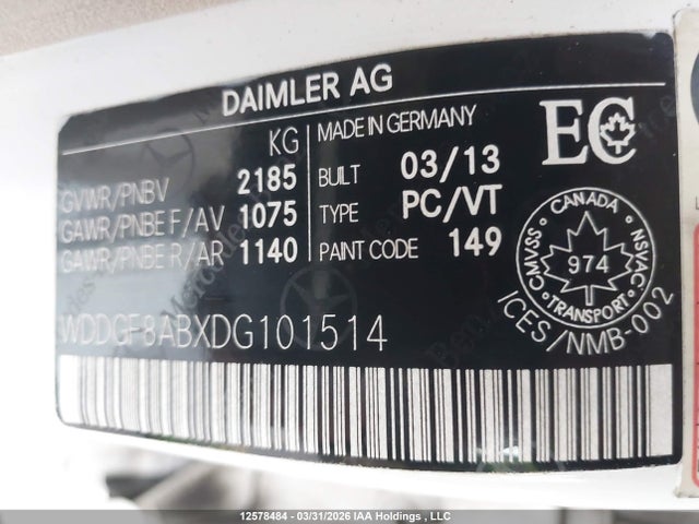 Продажа на аукционе авто 2013 Mercedes-benz C 300 4matic, vin: WDDGF8ABXDG101514, номер лота: 12578484