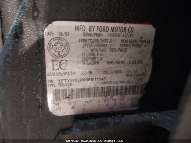 Aukcja sprzedaży 2009 Ford F-450 Harley-davidson/king Ranch/lariat/xl/xlt, vin: 1FTXW43R09EB11145, numer aukcji: 12579049