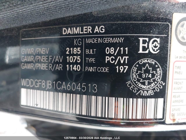 Aukcja sprzedaży 2012 Mercedes-benz C 350 4matic, vin: WDDGF8JB1CA604513, numer aukcji: 12578904