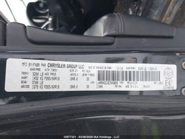 12577321 :رقم المزاد ، 1J4RR4GG1BC549869 vin ، 2011 Jeep Grand Cherokee Laredo مزاد بيع