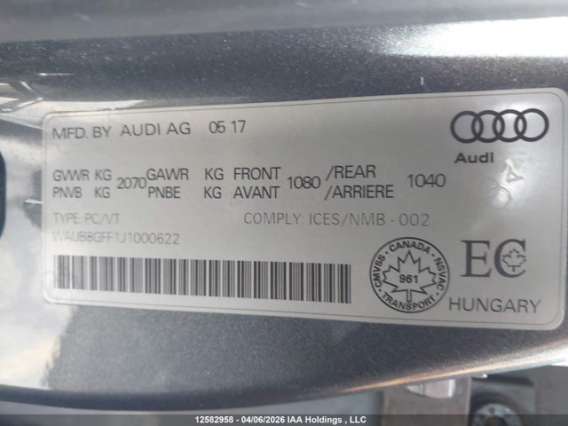 WAUB8GFF1J1000622 Audi A3 2.0t Komfort