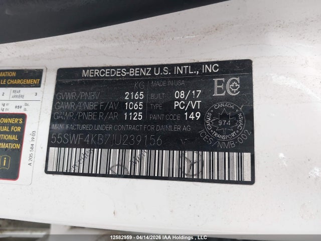 55SWF4KB7JU239156 Mercedes-Benz C 300 4matic