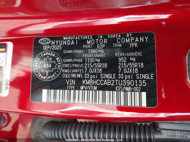 Продаж на аукціоні авто 2026 Hyundai Kona Preferred Awd With Trend Package, vin: KM8HCCAB2TU390135, номер лоту: 12582980