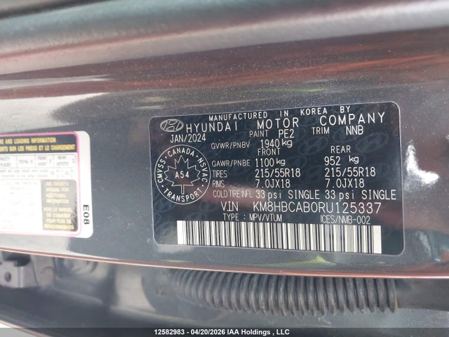 2024 Hyundai Kona 2.0l Preferred მანქანა იყიდება აუქციონზე, vin: KM8HBCAB0RU125337, აუქციონის ნომერი: 12582983